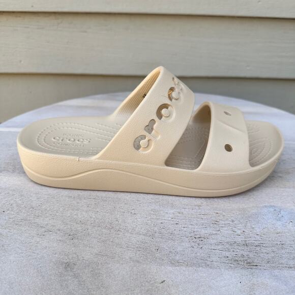 Crocs Baya Platform Womens Double Strap Slides Size 8 Chai Tan Beige Sandals New - Picture 6 of 12